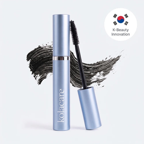 Kolacare-Tube schräg mit schwarzem Pinselstrich, Abzeichen „Koreanische Beauty-Innovation“ mit Korea-Flagge