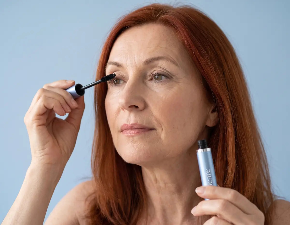 Frau trägt die Kolacare-Mascara auf