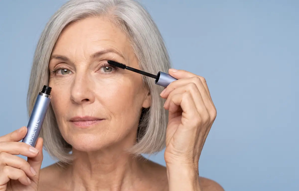 Frau trägt Mascara auf